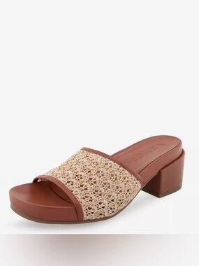 Aerosoles Clark Brown Woven Bohemian Slip On Heeled Sandal Women’s 9
